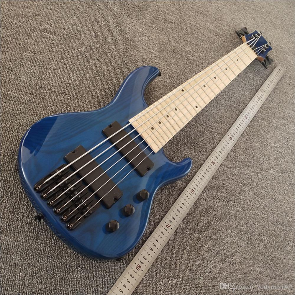 Custom factory wholesale and retail optimal price custom new 6-string bass guitar, light blue, maple, electric guitar