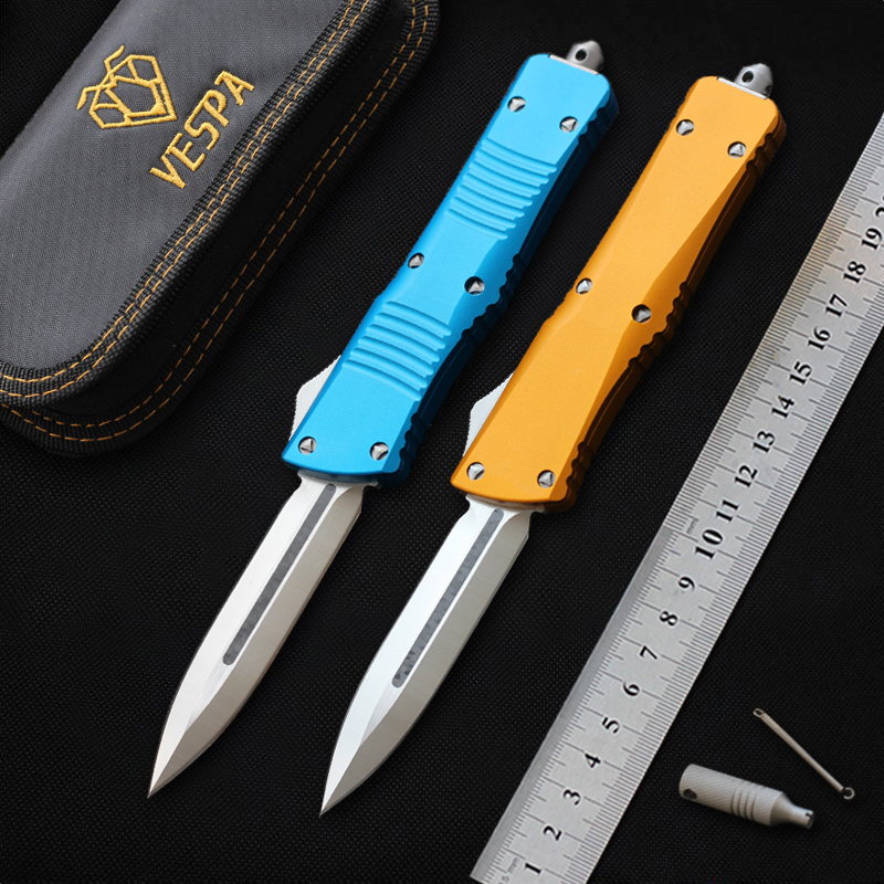 

VESPA knives Tactical Combat knife D2 steel blade Aluminum Alloy Handle hunting knife camping outdoor survival EDC tool auto pocket knife