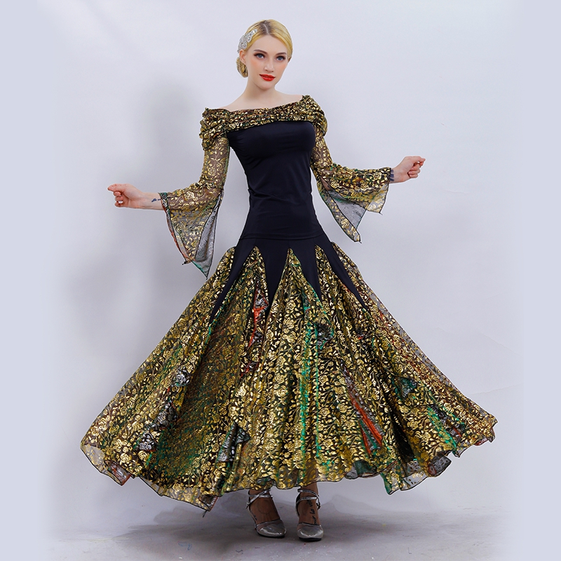 

gold ballroom dance competition dresses standard ballroom dress standard dance dresses waltz dacing clothes