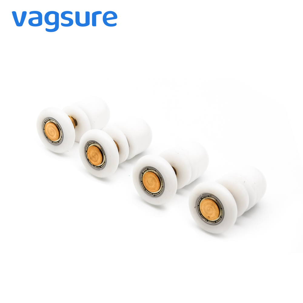 23mm Size Shower Sliding Door Rollers Brass Pulley Runner Wheels For Shower Room Accessories Replacement Parts Bearing 8pcs/set-image-469135156