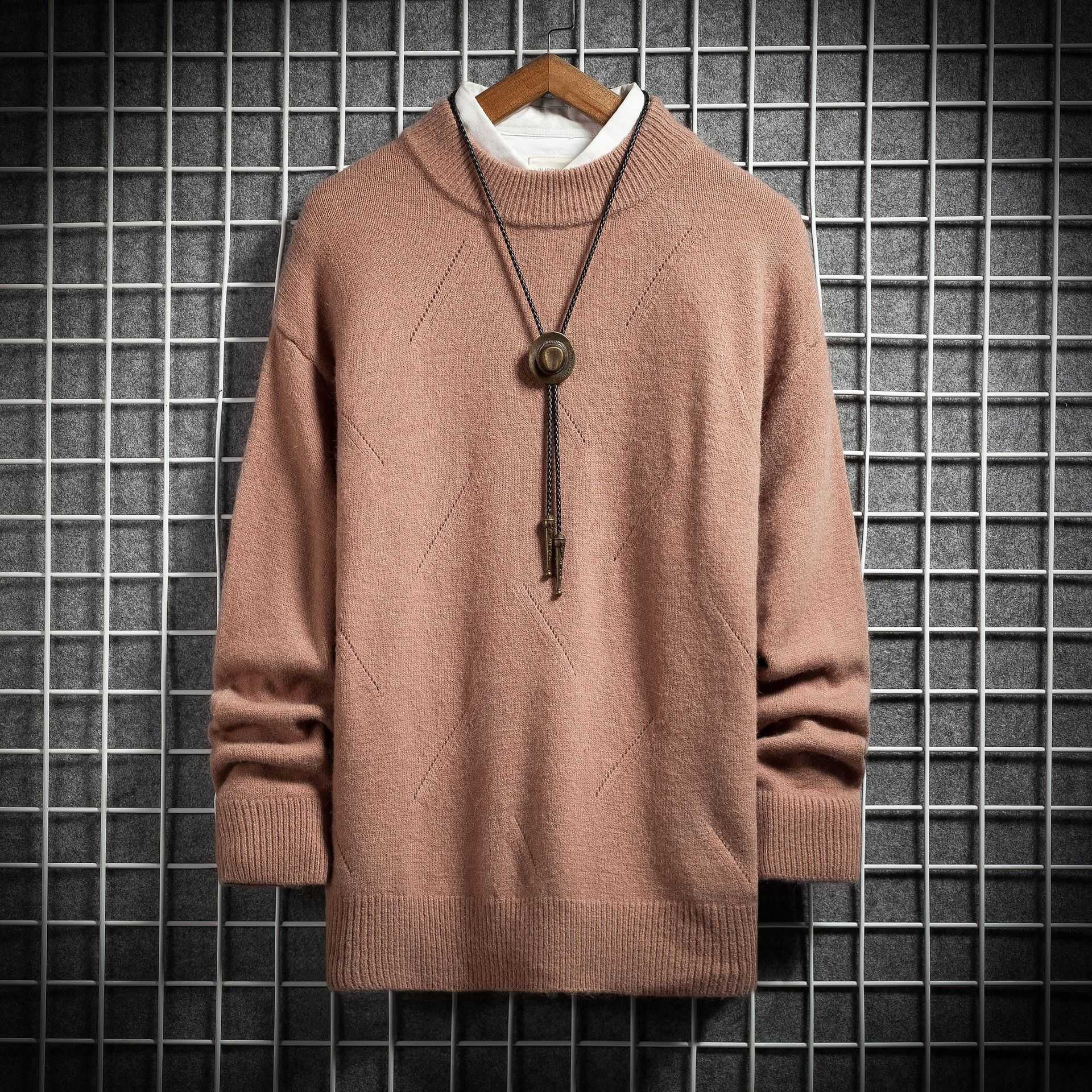 

Men's Sweaters High Lead Sweater Male Keep Warm Knitting Unlined Upper Garment Wear Pullover Oversize, Black