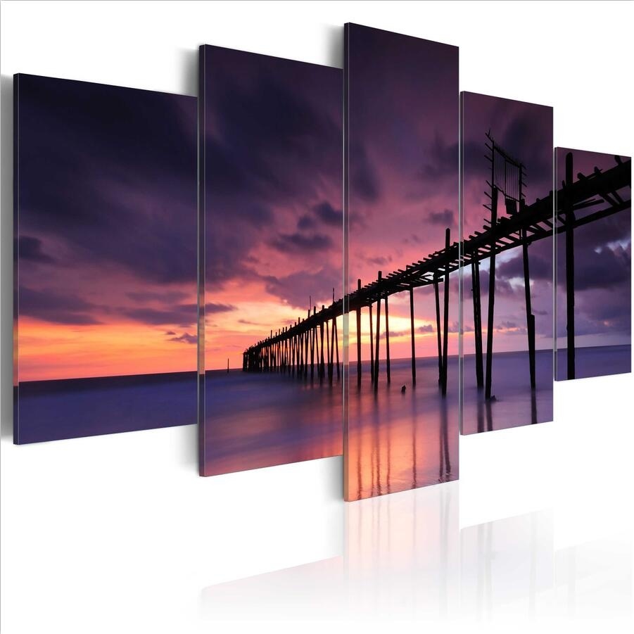 

sea sunset No Frame 5 Pieces/set Wall Art Canvas Painting Pictures For Living Room Home Decor Modern Coast before Sunset Pictures