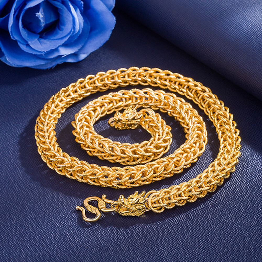 Hip Hop Rock Style 18k Yellow Gold Filled Mesh Power Chain For Men Fashion Necklace Collares Gift 24"
