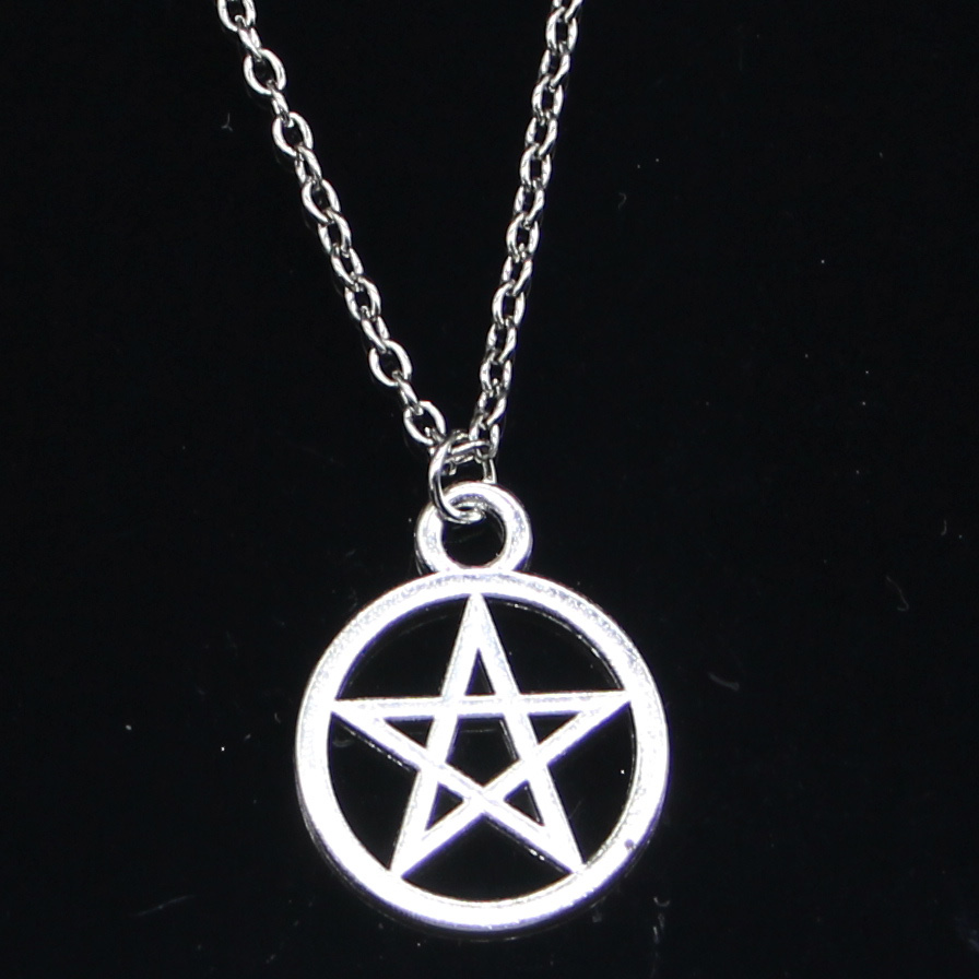 

20pcs New Fashion Necklace 24x24mm star pentagram Silver Pendants Short Long Women Men Colar Gift Jewelry Choker