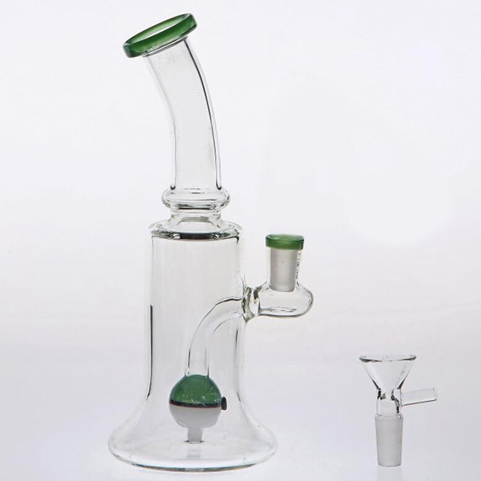 

Green Glass Bongs joint size 14.4mm Perc two Fuction Oil Rigs Smoking Water Pipe 20cm Hookahs