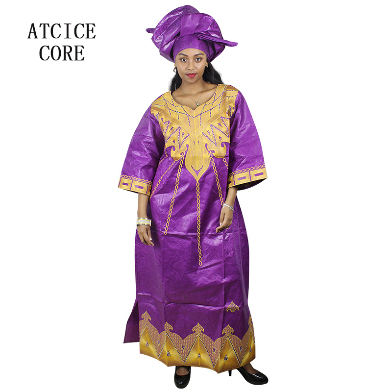 

african dresses for women dashiki traditional african bazin riche embroidery design long dress with scarf A125#