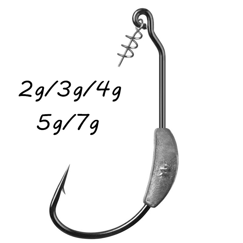 

1pc 2/3/4/5/7G Crank Hook(With Lead) High Carbon Steel Fishing Hooks SF_4