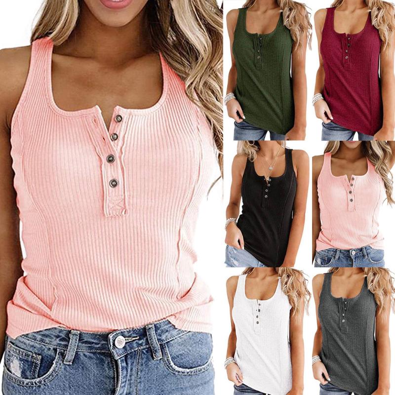 

Womail 2020 summer Women' clothing Fashion Sexy Vest camisole ladies Casual Solid Color Square neck Slim Tank Tops shirts, Bk