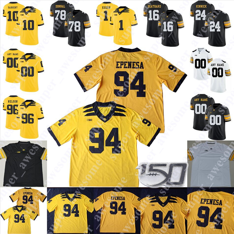 

Iowa Hawkeyes Jersey D.J. Johnson Spencer Petras Julius Brents Jeff Jenkins Landan Paulsen Levi Paulsen Daviyon Nixon Cedrick Lattimore, 150th white