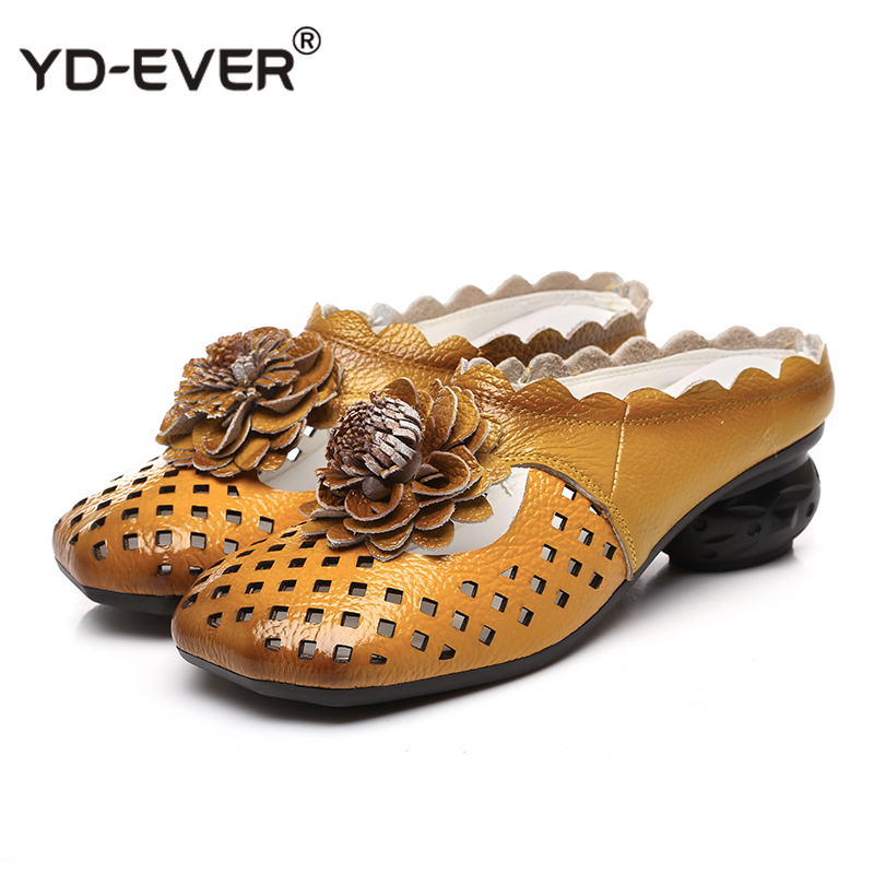 

Women's Slippers Shoe Women Genuine Leather Hollow Out Ladies Shoe Summer Shoes Woman Casual High Quality Slides, Black