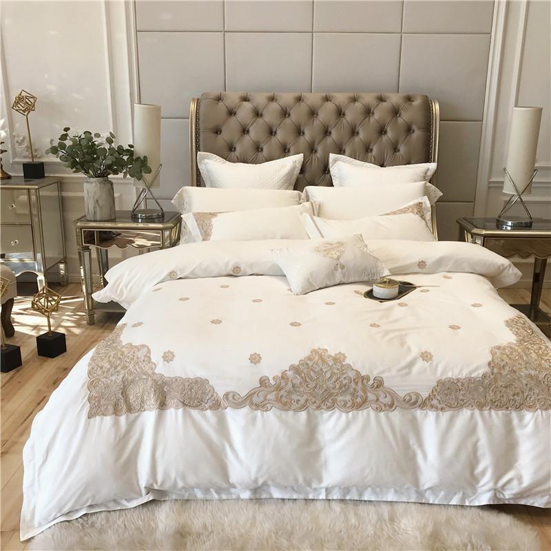 

42 White Bedding Set King Queen Size 1/4/6pcs egyptian cotton Bed Linen Duvet Cover Bed Sheet Set Pillowcases