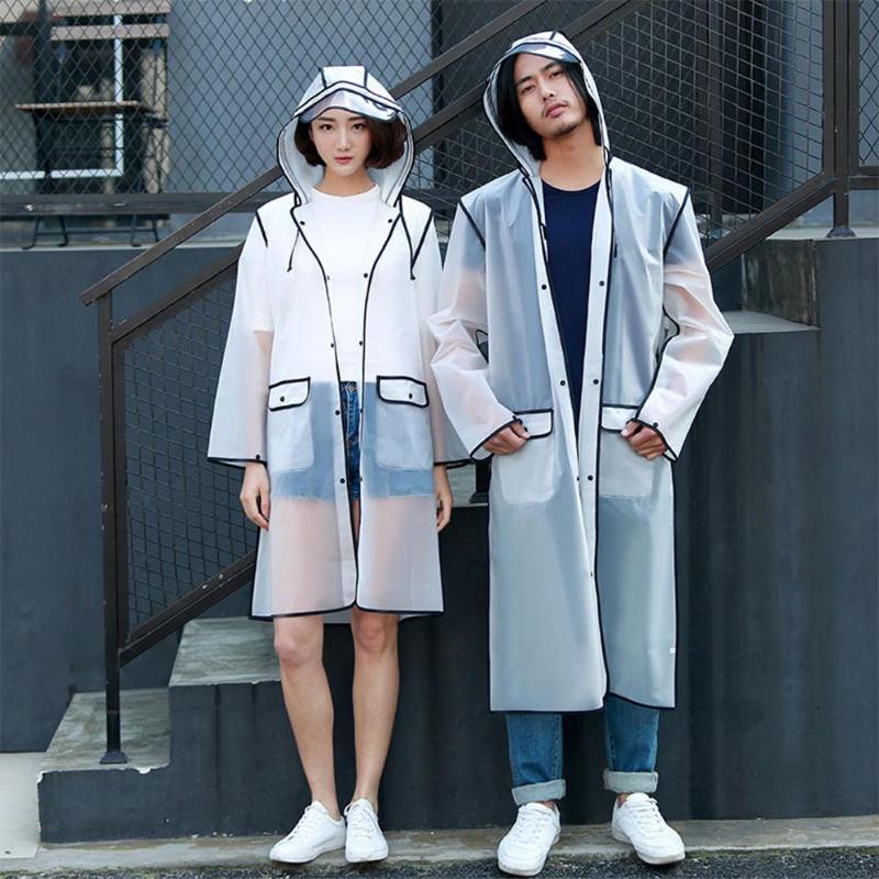 

Rain Coat Hood Waterproof Rainwear Adult Emergency Transparent EVA Unisex Poncho Hooded Cover Transparent Raincoat