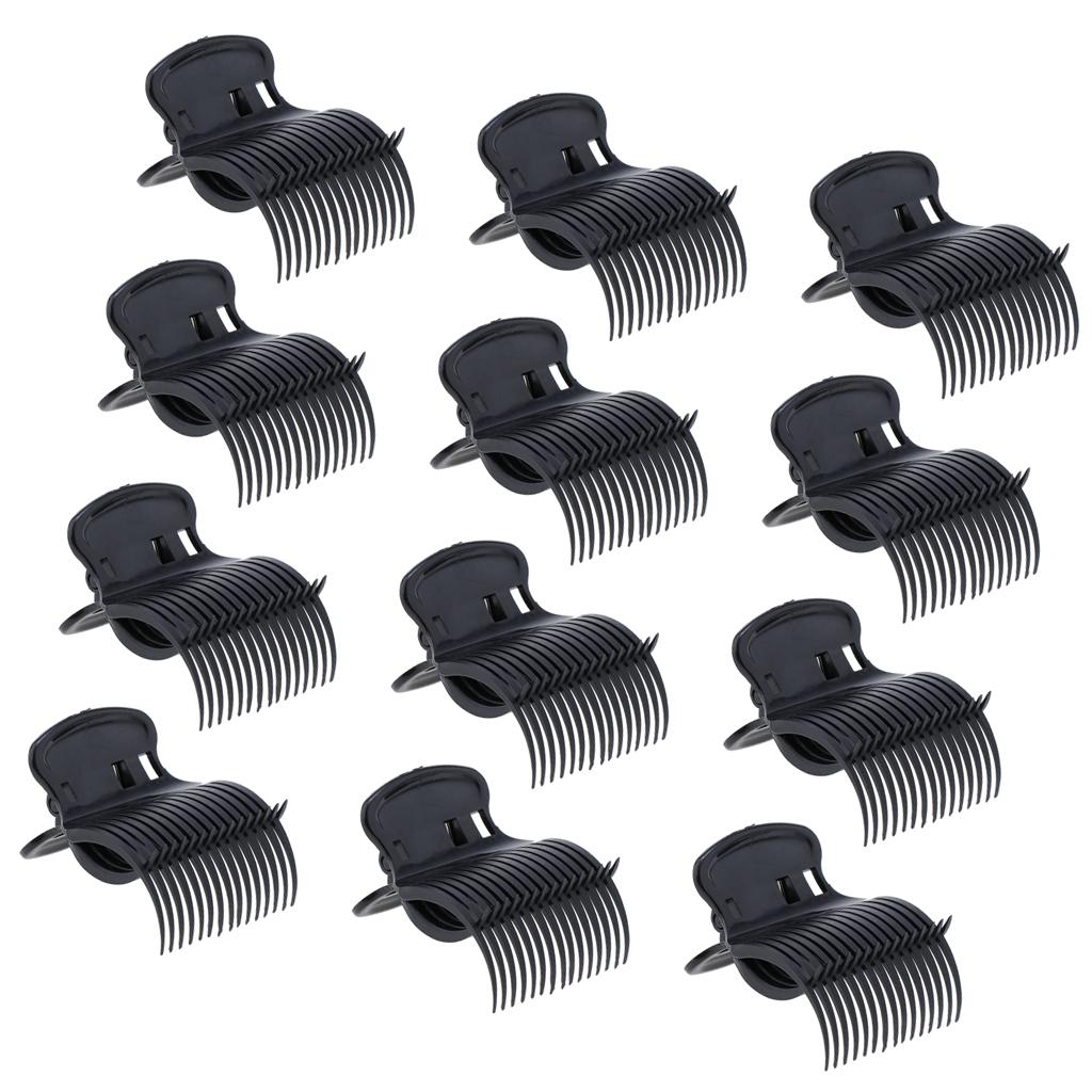 

12pcs/lot Plastic Hot Roller Super Clips Hair Curler Claw Clamps For Women White Black Color Hair Accessories