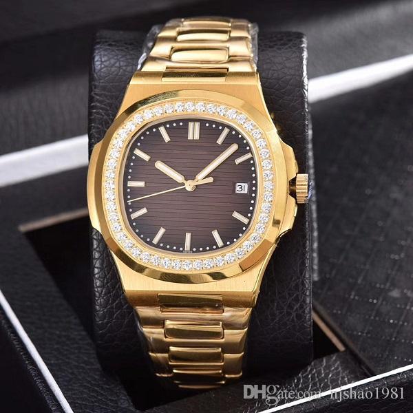

Hot GOldLuxury Men's Diamond Gold 2813 Watch Top quality Automatic Mechanical Stainless Steel Strap Nautilus Mens Watch Watches Wristwatches, #20 waterproof