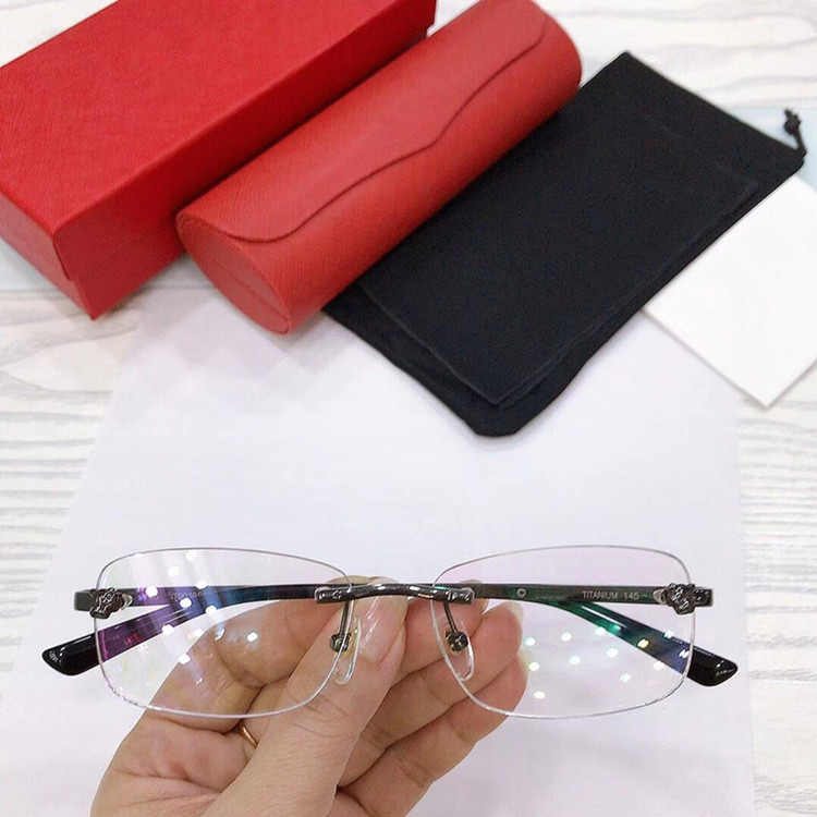 

Luxury Designed CT0039SA rimless glasses for men 54-18-145 rectangular lens pure-titanium rim for prescription glasses with full-set packing
