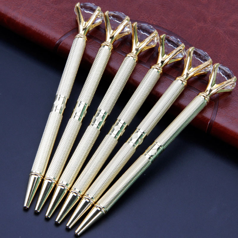 

Hot selling New Big diamond Ballpoint Pens Black Ink Ball Pen Business School Office Wedding Christmas Gift, As picture