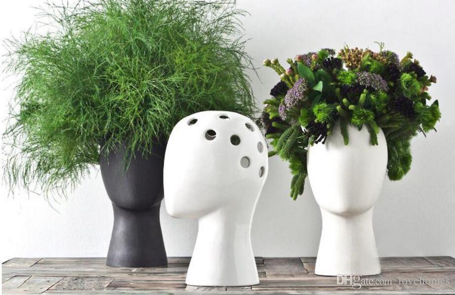 

Creative human head white black decorative bastract Ceramic Vase for HOme Decor Tabletop Vase red black white colors choice
