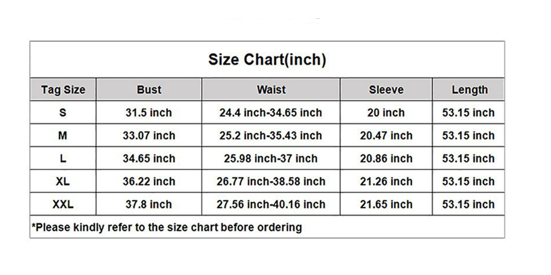Maternity Dress Size Chart