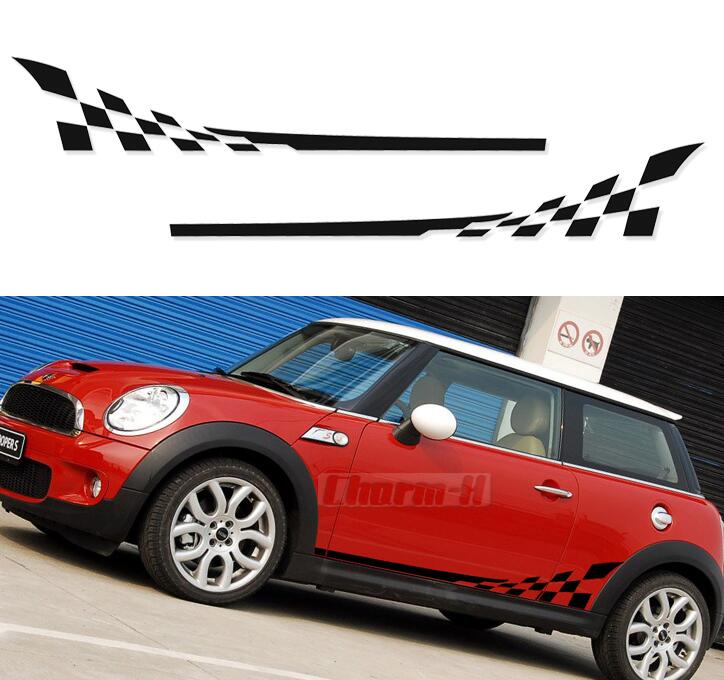 Countyman per Mini Cooper R57 Bande laterali R56 colore bianco One con scacchiera e bandiera inglese R50 R53