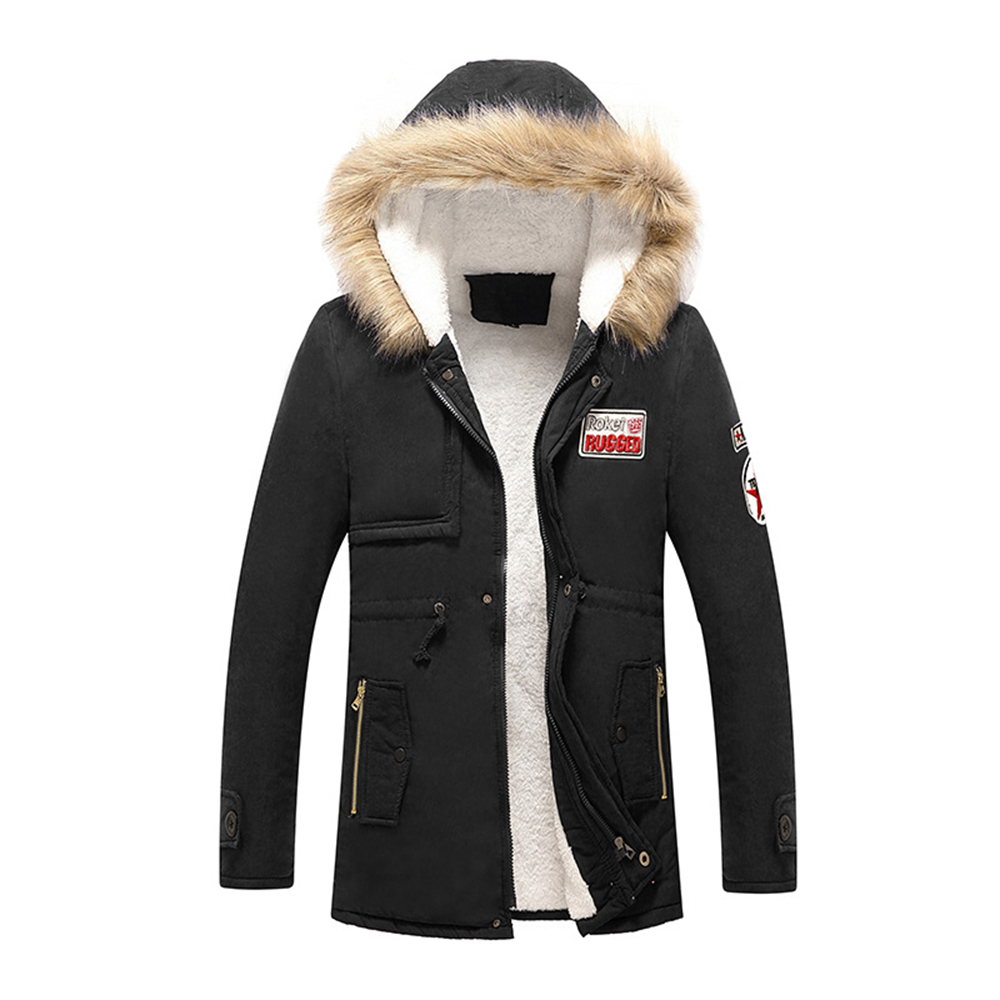 

ZUSIGEL 2019 New Solid Hooded Thicken Warm Mens Winter Jacket Middle Long Lamb cashmere Mens Winter Parkas Coat Zipper Men Coats, Khaki