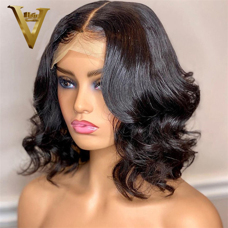 

Short Bob Lace Front Wigs For Women Brazilian Remy Wavy 360 Lace Frontal Wig 13x6 Front Human Hair Wigs Pre Plucked 180%, As pic