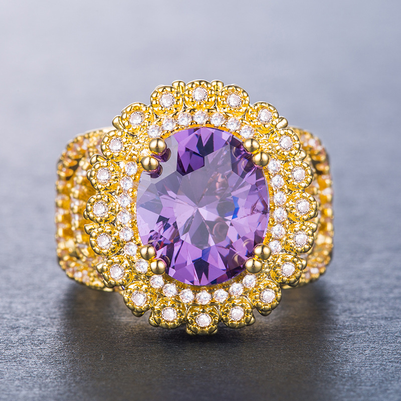 

Best Selling Women Jewelry Gorgeous Gold Color Plated Zircon Rings Fashion Ladies Engagement Rings Banquet Jewelry Wholesale