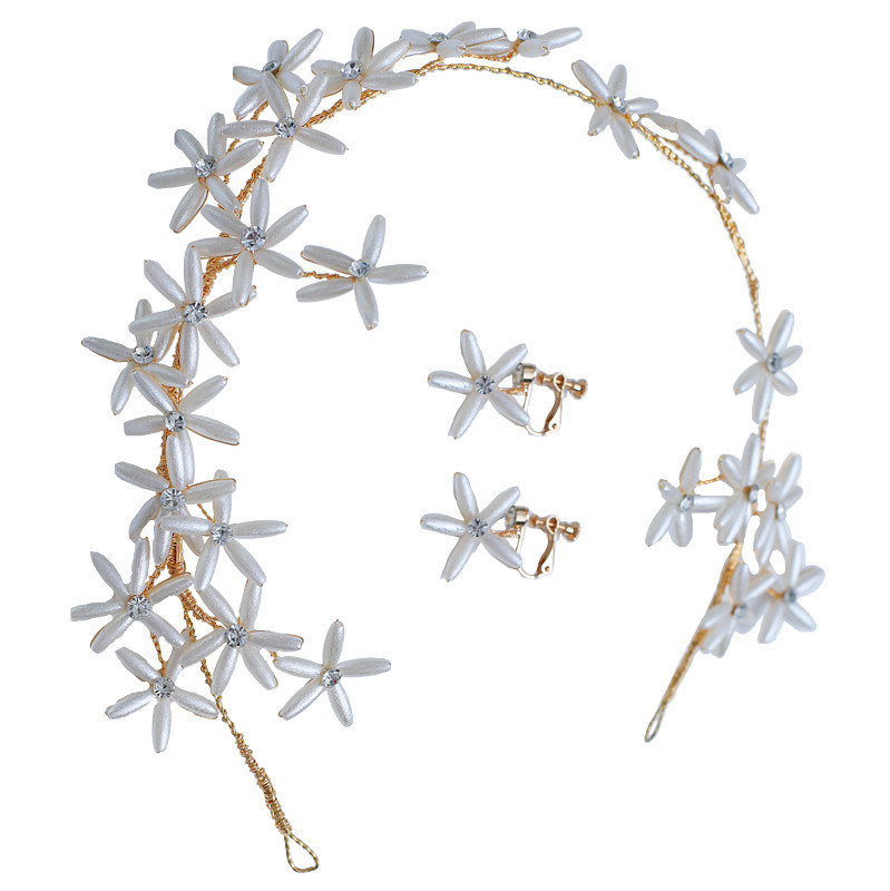 

Korean Bride Bridesmaid Small Fresh Manual A String Of Beads Flower Hair Hoop Exceed Immortal Suit Photographic Studio Photography