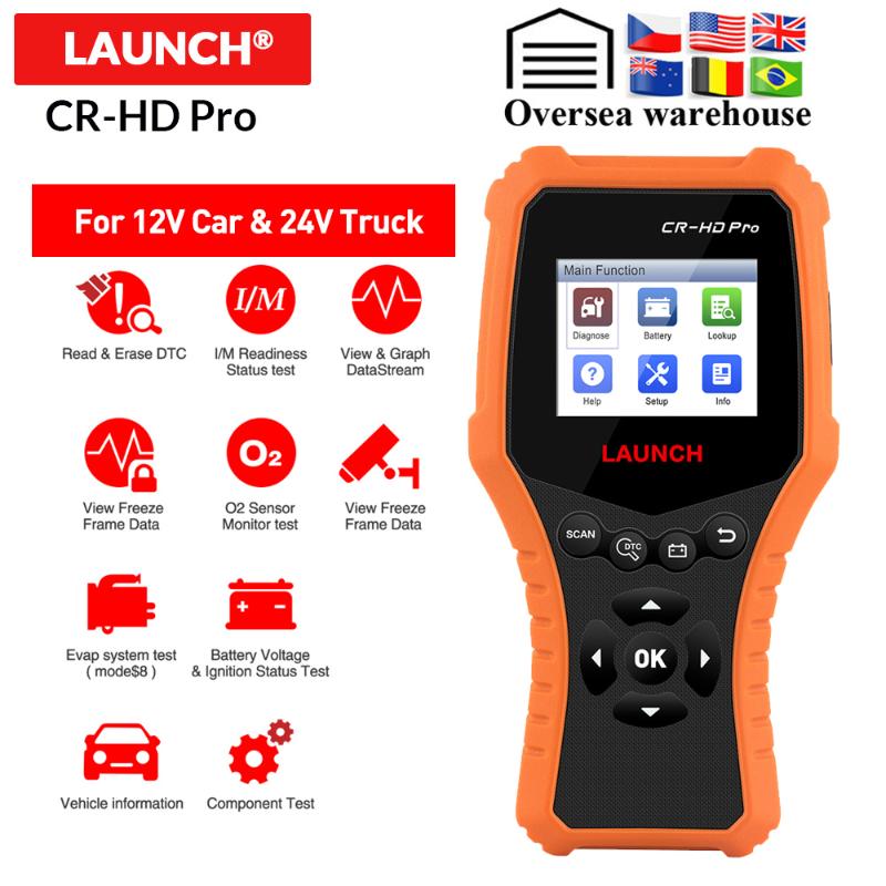 

X431 CR-HD Pro 12v car 24v truck diangnostic tool full obd2 code reader Scanner battery voltage test pk CR3001 CR319