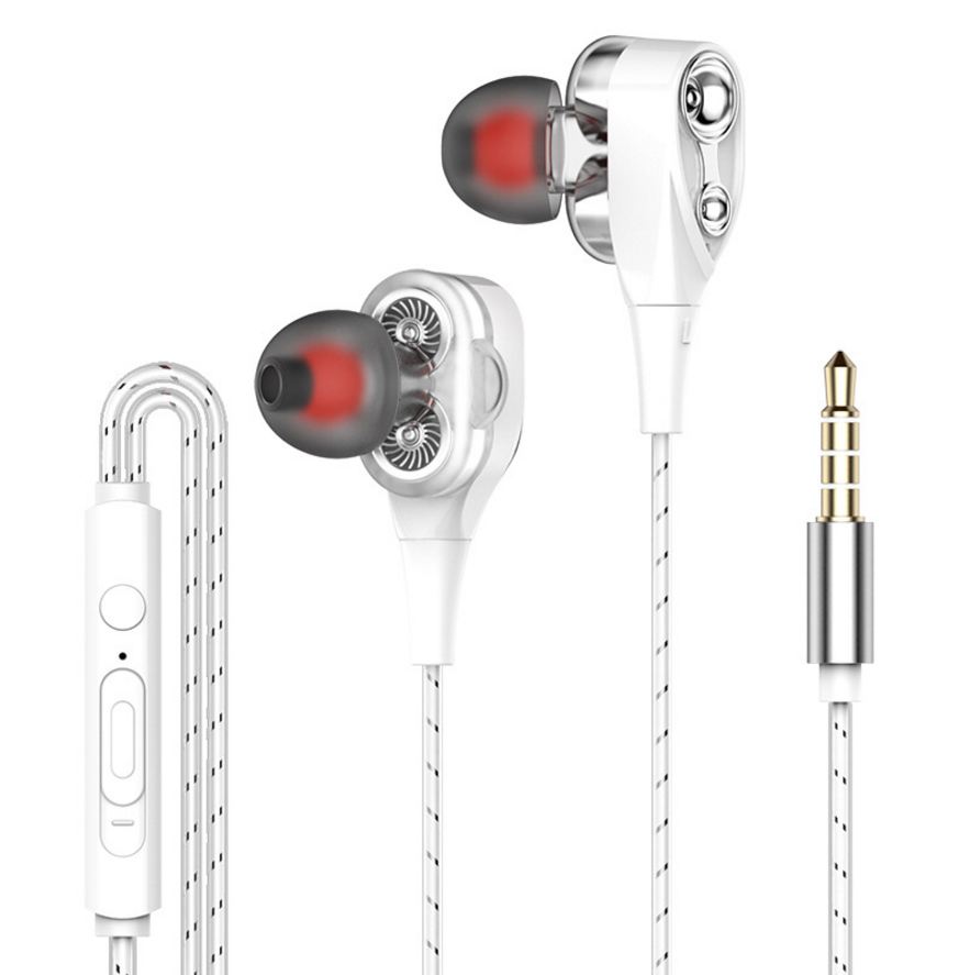 

Dual Drive Stereo Wired Earphone In-ear Headset Earbuds Bass Earphones For IPhone Samsung 3.5mm Sport Gaming Headset With Mic (Retail), White