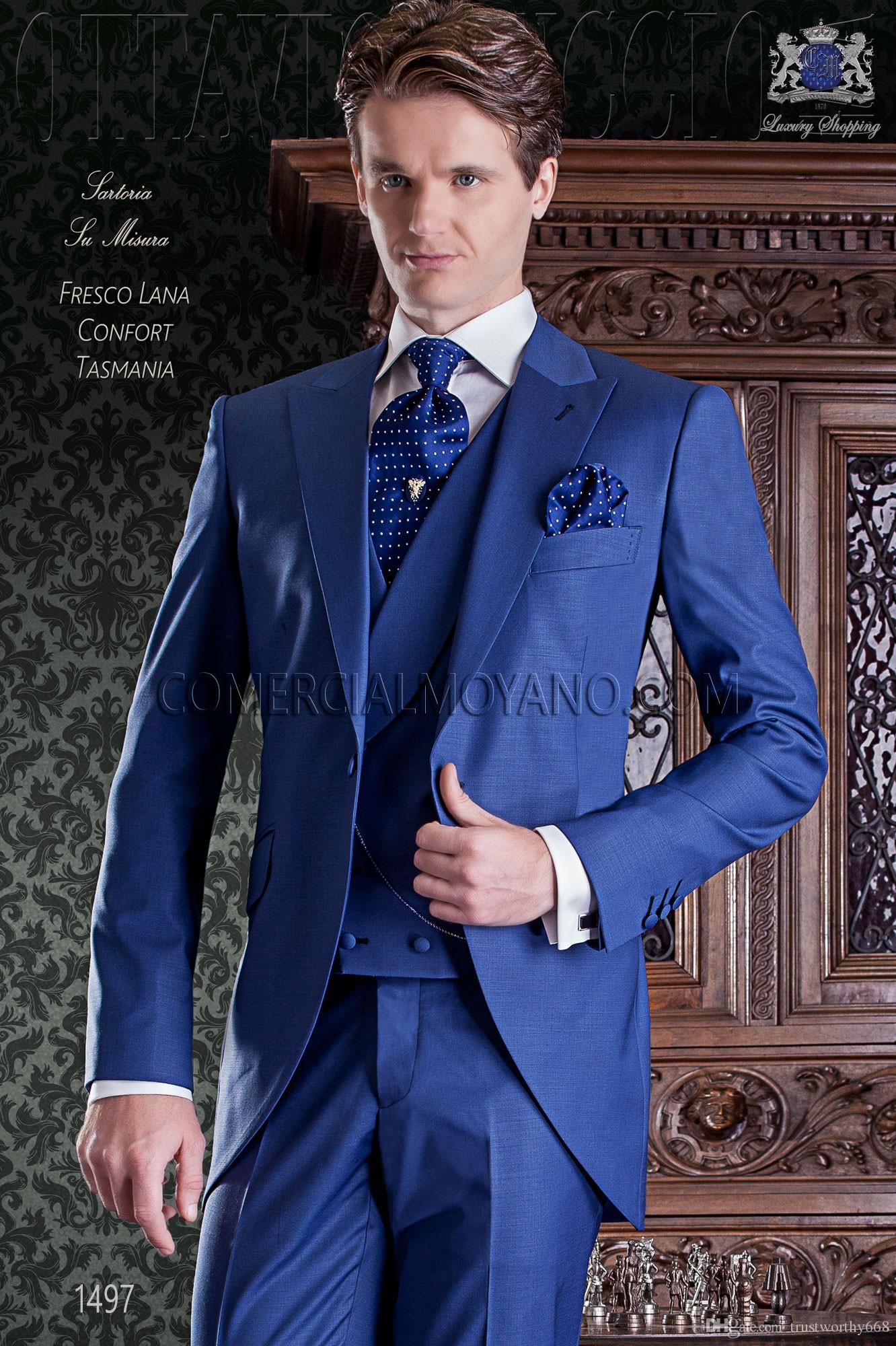 

New Arrival One Button Groomsmen Peak Lapel Groom Tuxedos Men Suits Wedding/Prom Best Man Blazer ( Jacket+Pants+Vest+Tie) 199, Same as image