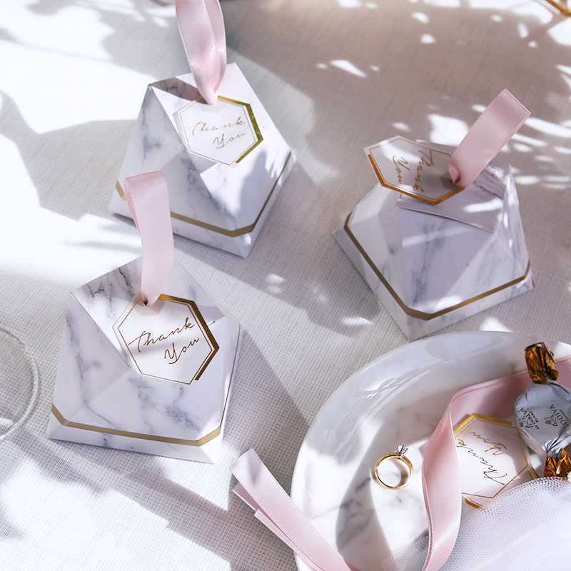 

New Diamond Marble style Candy Box Wedding Favors And Gifts Party Supplies Baby Shower Paper Gift Chocolate Boxes for guests