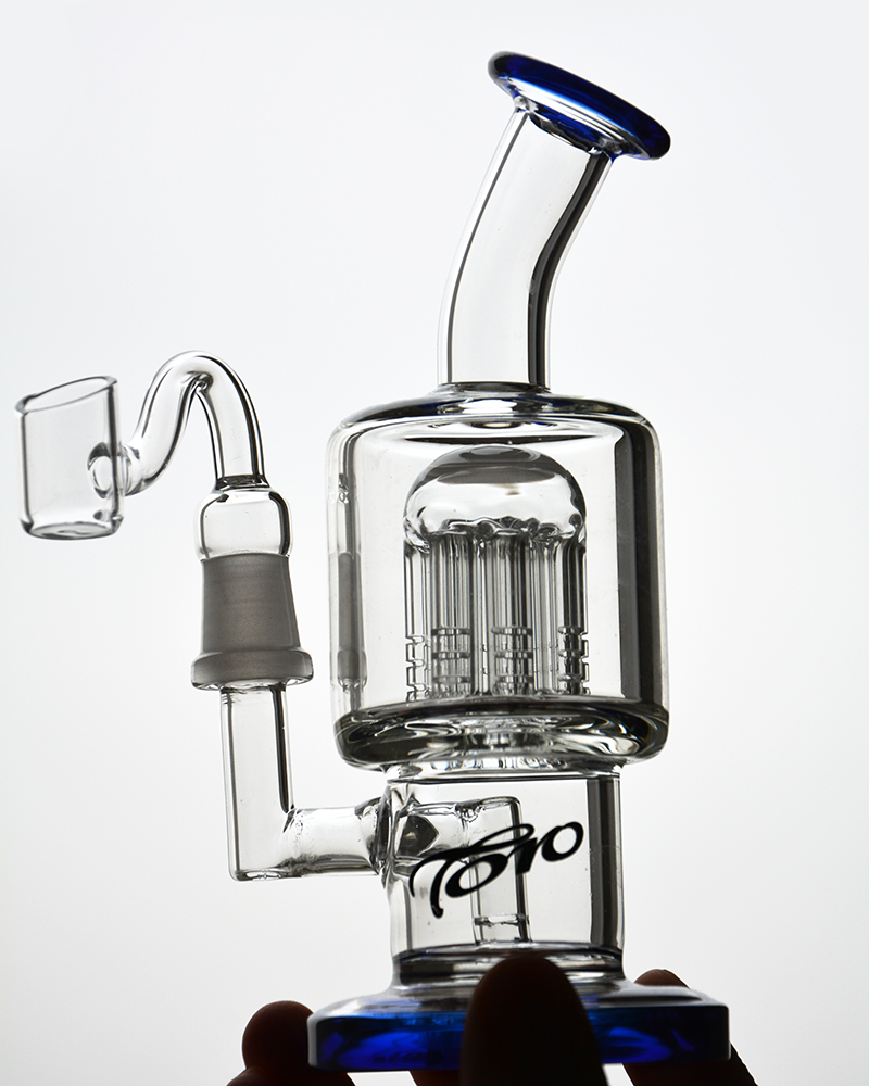 

TORO Small 7.9 Inchs Thick Bong Recycler Blue Glass Bongs Arm Tree Perc Water Pipe Oil Rigs with banger 14 mm joint
