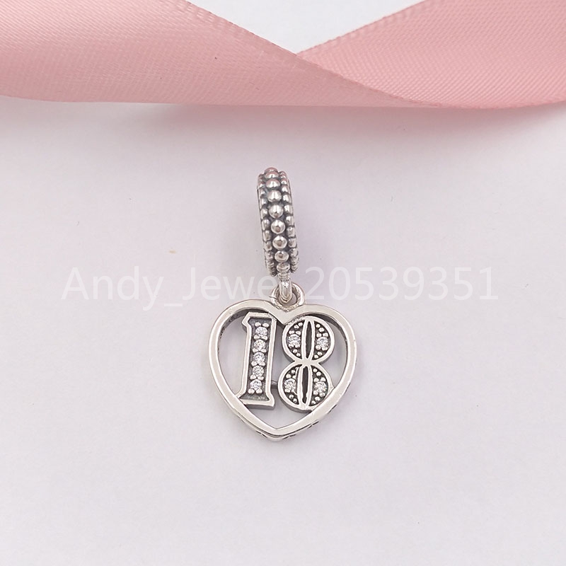 

Authentic 925 Sterling Silver Beads 18 Years Of Love Pendant Charm Charms Fits European Pandora Style Jewelry Bracelets & Necklace 797262CZ