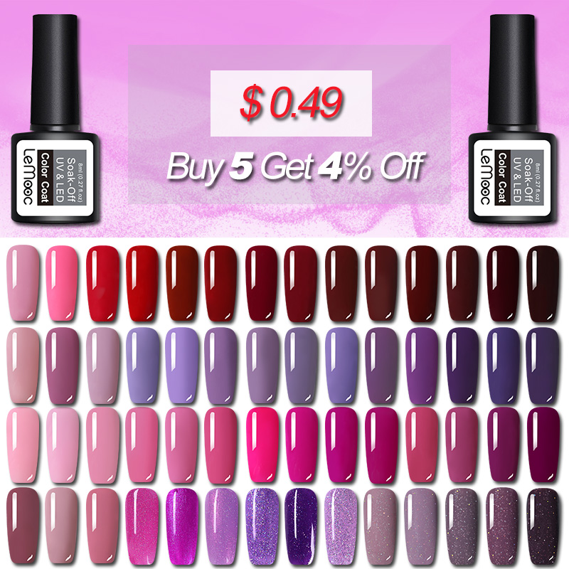 

LEMOOC 8ml Nail Gel Polish Shimmer Glitter Manicure Soak Off Semi Permanent Hybrid Nail Art Prime Gel Varnish Lacquer, A119