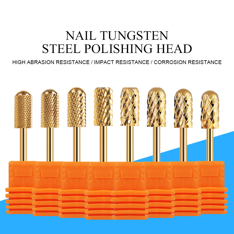 

Nail Drill Bit Set Tungsten Steel Gold Color Nail Grinding Head for Manicure Drills Machine Polishing Tool