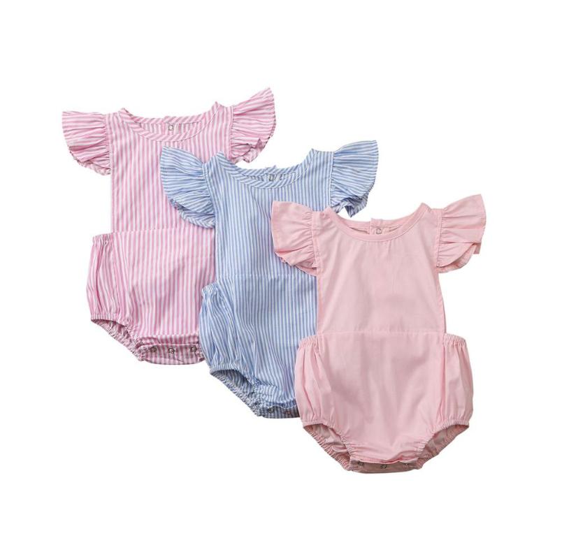

Pudcoco Newborn Baby Girls Striped Bodysuit 2020 New Casual Short Sleeve Babygrow Vest Kids One-piece Sleepwear Outfit Cloth, Pink