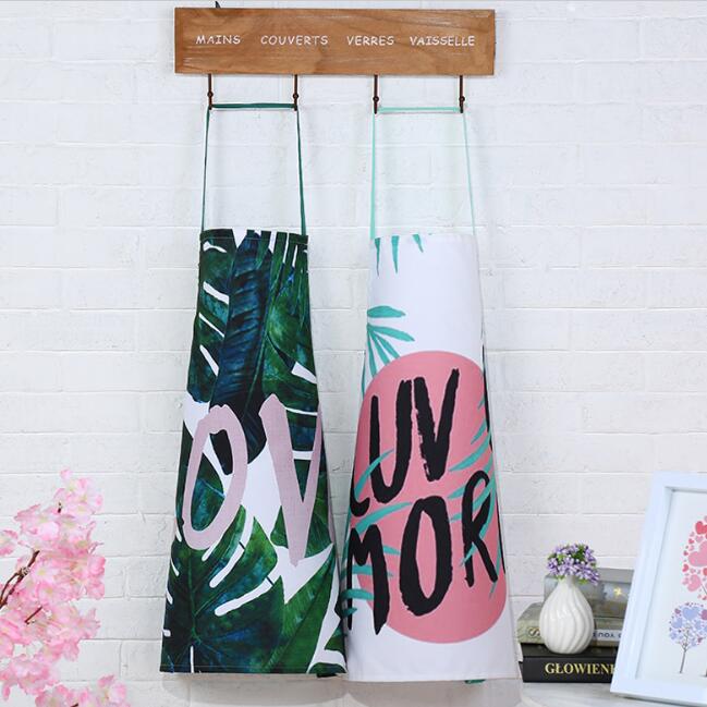 

canvas kitchen aprons cute tropical green plant leaves cactus patterns unisex chef waiter cafe shop BBQ cooking aprons