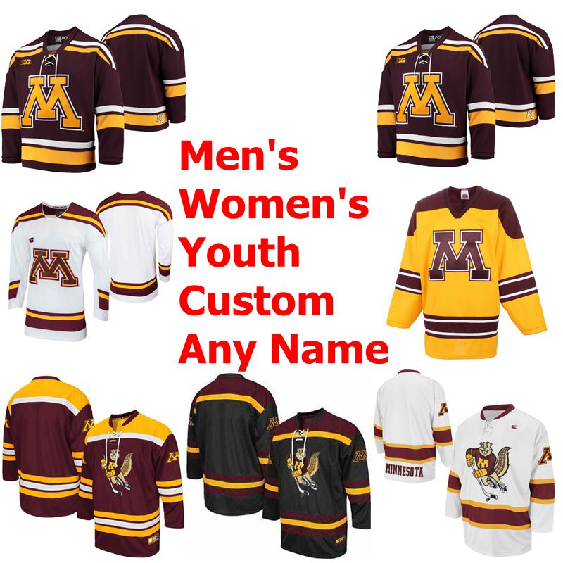 

Minnesota Golden Gophers College Hockey Jerseys Womens Casey Mittelstadt Jersey Mat Robson Tyler Nanne Stucker Jack Perbix Custom Stitched, Womens white maroon