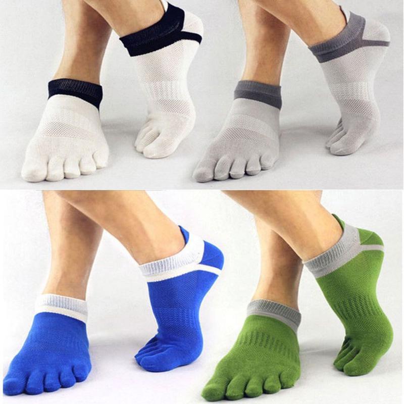 Men Breathable 5 Fingers Toe Sports Running Sock Trainer Ankle Socks Short Socks