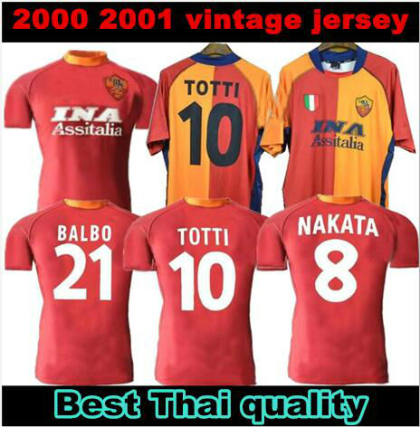

2000 2001 RETRO roma soccer jersey 00 01 TOTTI BATISTUTA Candela Montella shirt classic commemorate Collection vintage rome Maglia da calcio, Orange