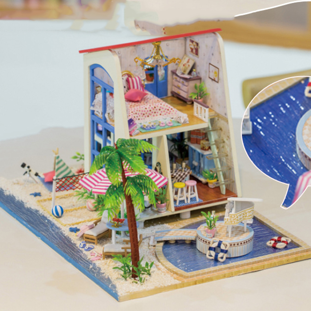 124 Dollhouse Kit Miniature DIY Seaside Villa House Kits Best Birthday