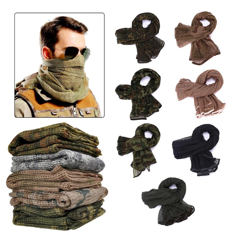 

190*90cm Scarf Cotton Camouflage Tactical Mesh Scarf Sniper Face Veil Camping Hunting Multi Purpose Hiking Scarve, Green