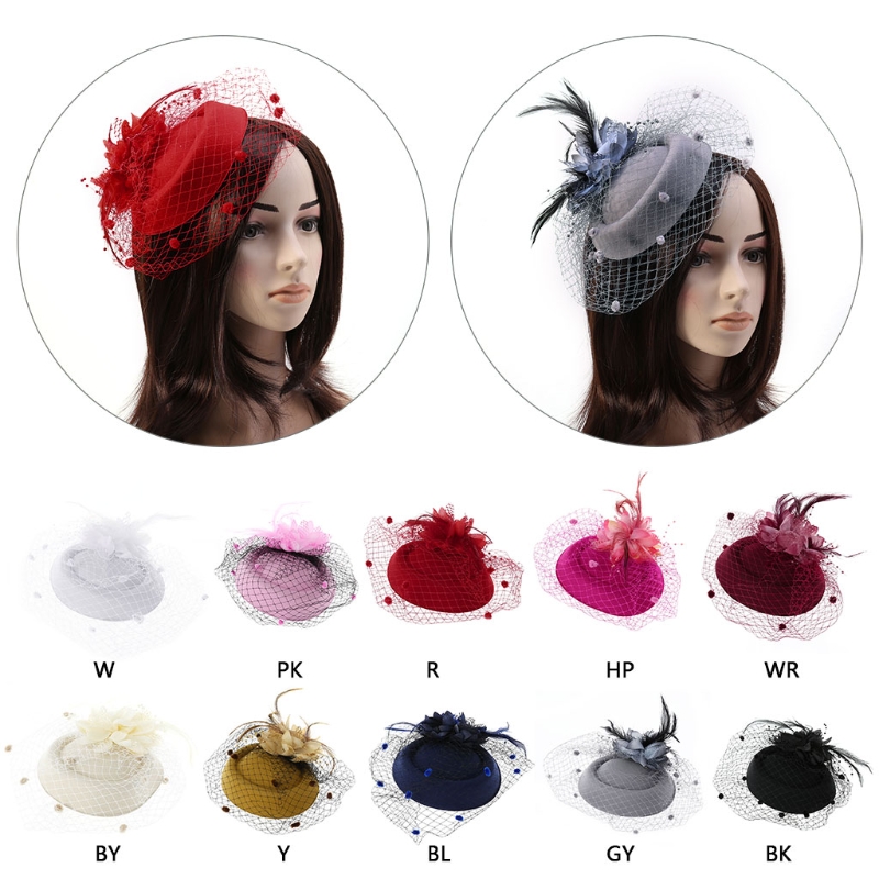 

Fascinating Hair Clip Headband Hat Bowler Feather Veil Wedding Party New Hair Clip