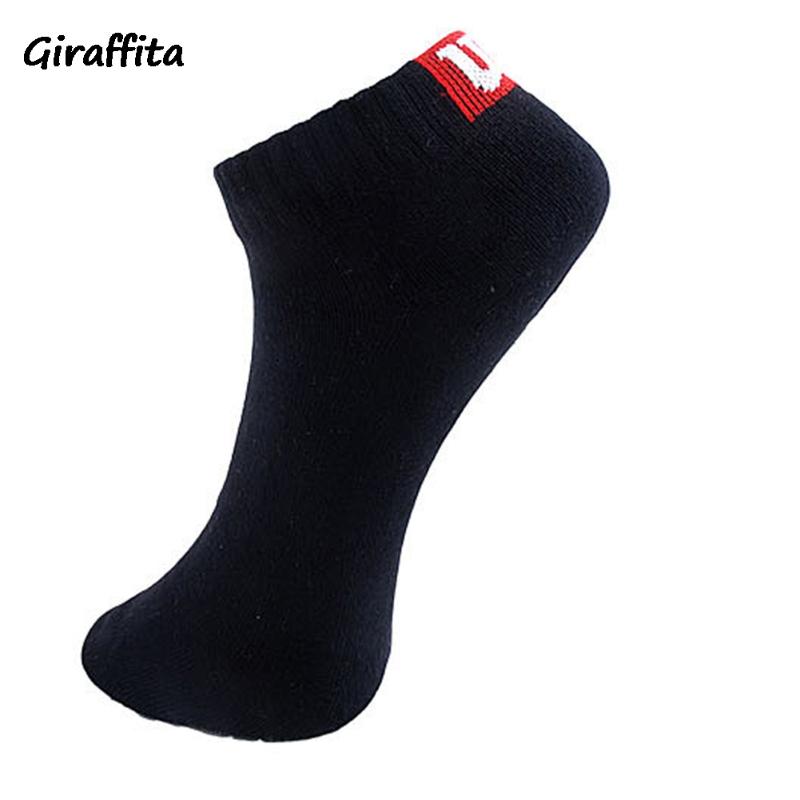 

Giraffita Casual Men socks Cotton boat socks towel bottom short tube concise Fashion Design, Black