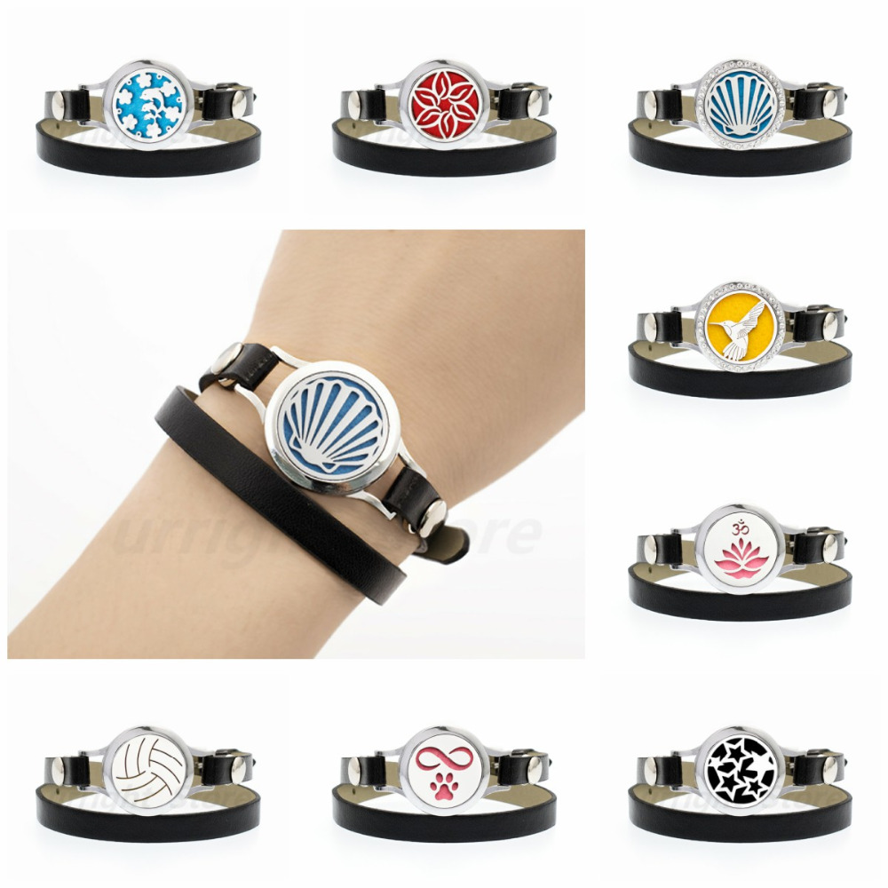 

Lovely dolphin star Essential Oil Locket Perfume Diffuser Bracelet Pu twist screw 25mm locket Women Bracelet 10pads
