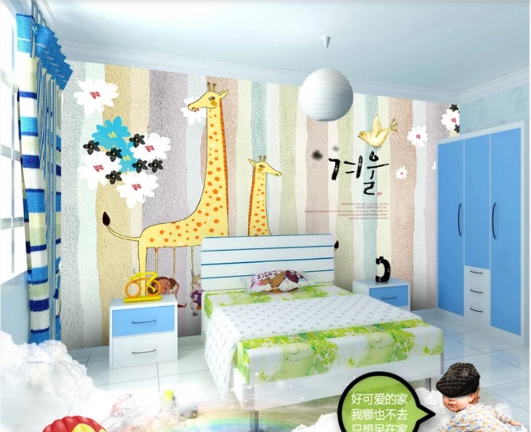

3d wallpaper custom photo mural Korean simple abstract tree giraffe TV background wall wallpaper for walls 3 d, Non-woven