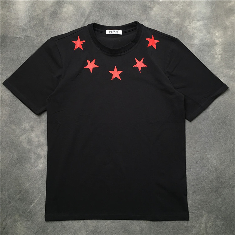 

Mens T Shirt Broken Pentagram Print T Shirt Five Pointed Star Short Sleeves Casual T Shirt Camiseta Tops Tee, White black