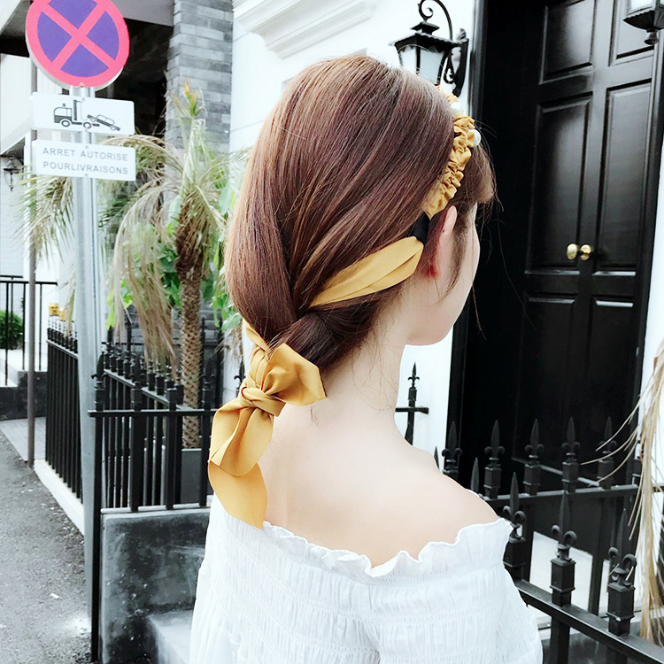 

Small fresh Korean simple Butterfly Hair with solid color Japanese and Korean retro Ribbon Hair with adult headdress