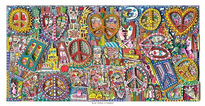 

James Rizzi - GIVE PEACE A CHANCE Home Decor Handpainted Oil painting On Canvas Wall Art Canvas Pictures 191221
