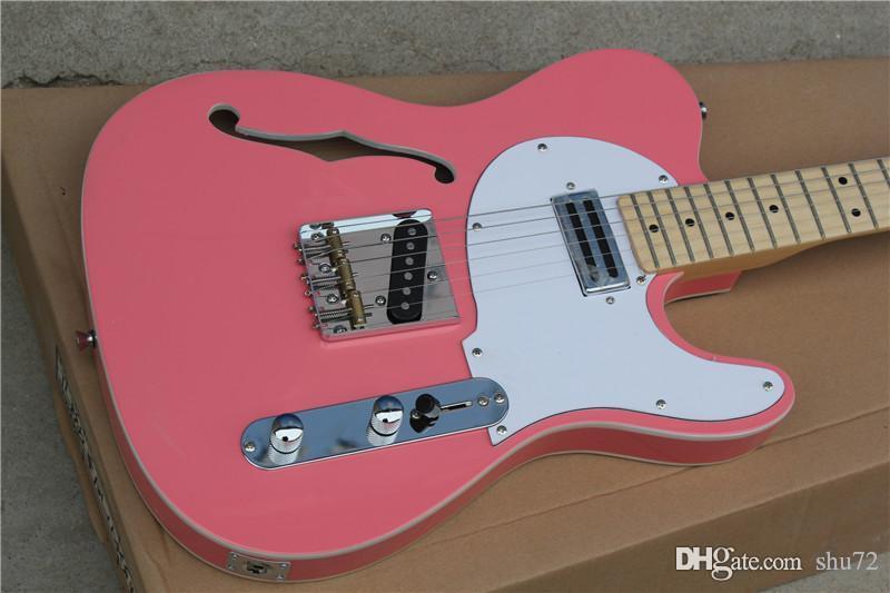 

Free Shipping Factory Custom new High Quality Maple fingerboard Pink Electric Guitar lecaster real photo showing